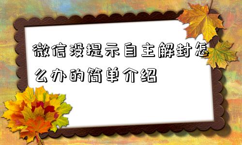 微信封号-微信没提示自主解封怎么办的简单介绍(1)