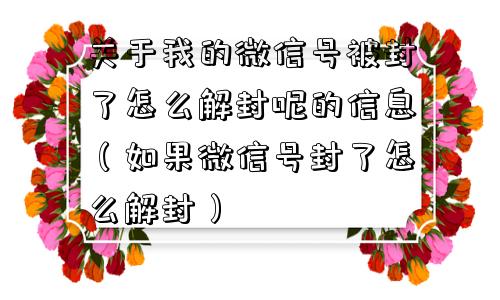 预加保号-关于我的微信号被封了怎么解封呢的信息（如果微信号封了怎么解封）(1)